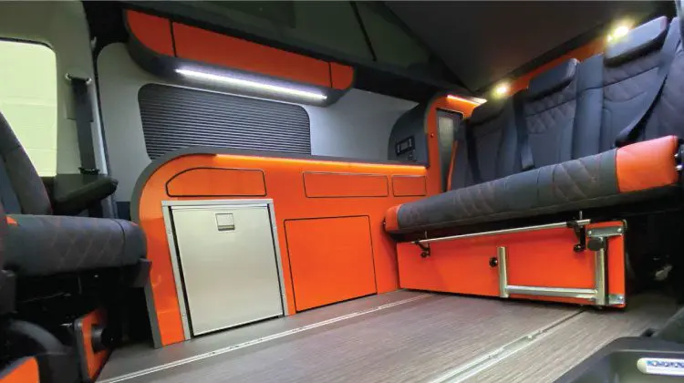 Forrester VW Campervan Orange Interior Seating Lighting