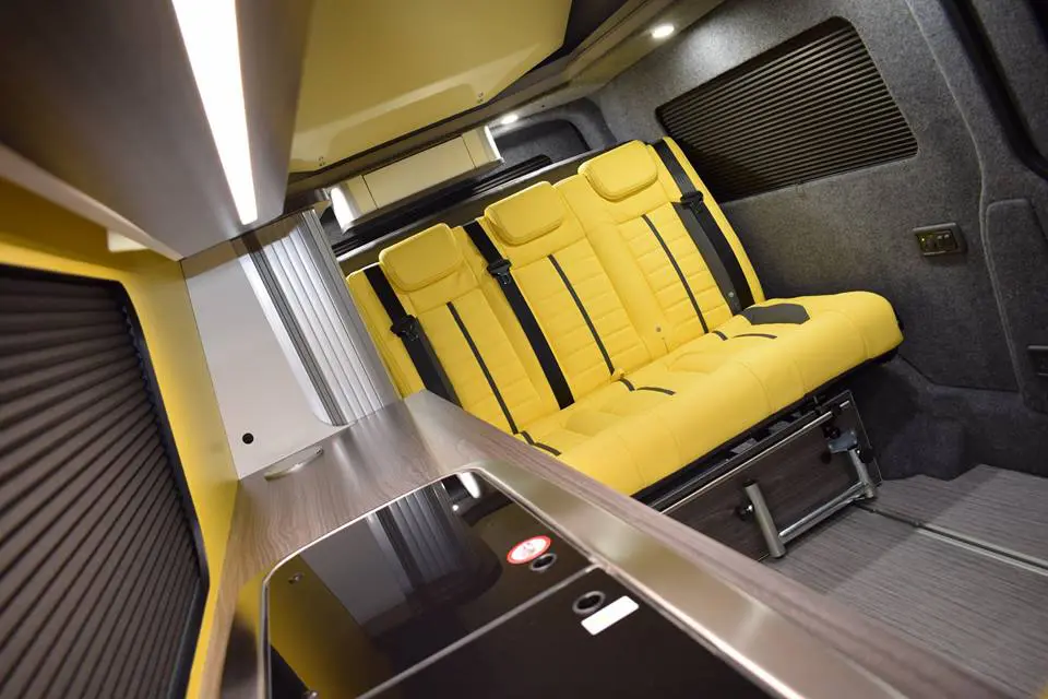 The Newstead Campervan interior in yellow