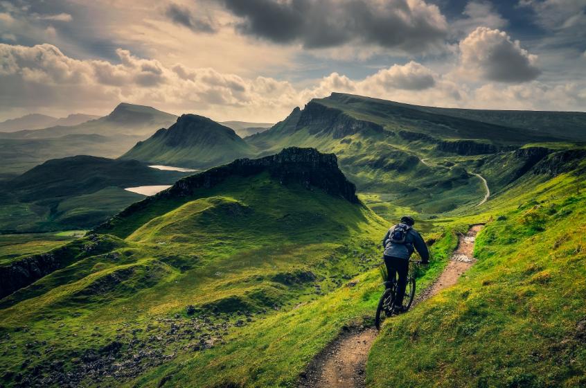 Man on mountain bike in the hills